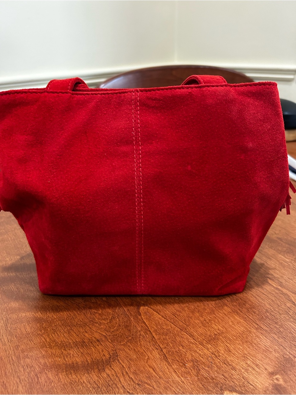 Vintage Red Suede leather purse by Danier - Picture 4 of 11